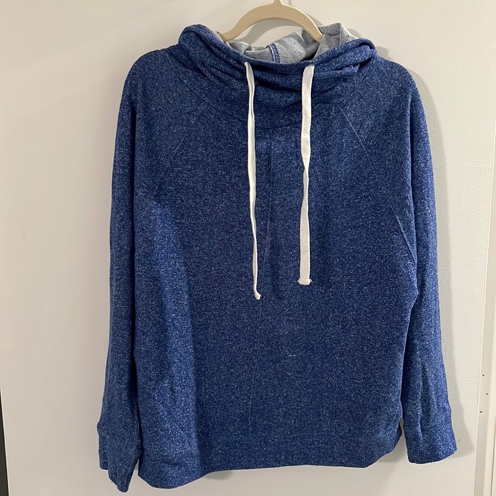 Planet Gold Blue Cowl Neck Trendy Blue Lightweight Sweatshirt Hoodie